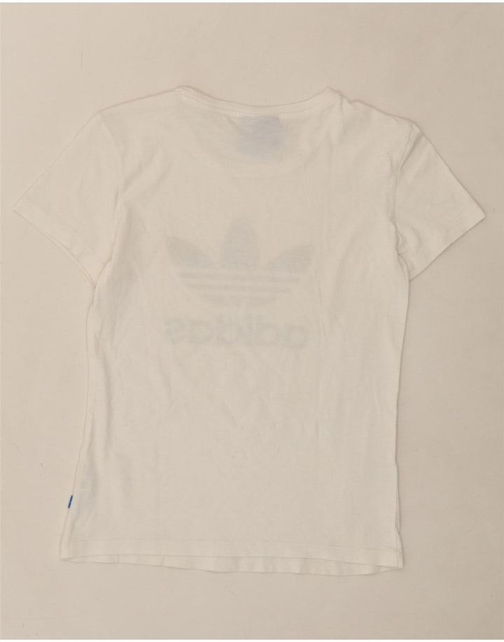 ADIDAS Womens Graphic T-Shirt Top UK 8 Small White Vintage Adidas and Second-Hand Adidas from Messina Hembry 