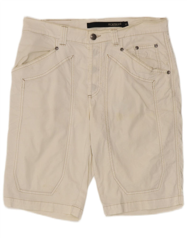 Jeckerson Mens Bermuda Shorts W32 Medium  Off White Cotton