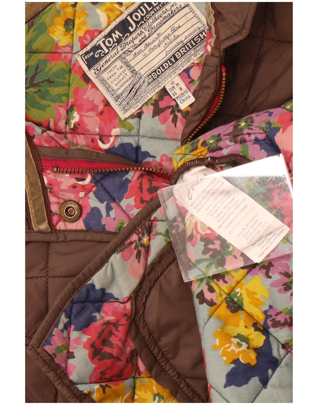 Joules Womens Quilted Jacket UK 12 Medium Grey Cotton