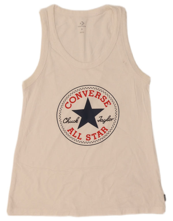 Converse Womens Graphic Vest Top UK 8 Small White