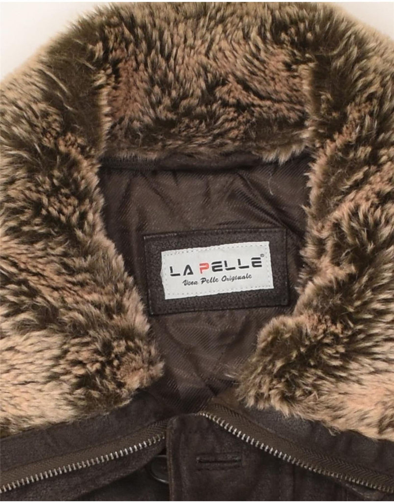 LA PELLE Mens Leather Jacket IT 54 2XL Brown Leather | Vintage La Pelle | Thrift | Second-Hand La Pelle | Used Clothing | Messina Hembry 