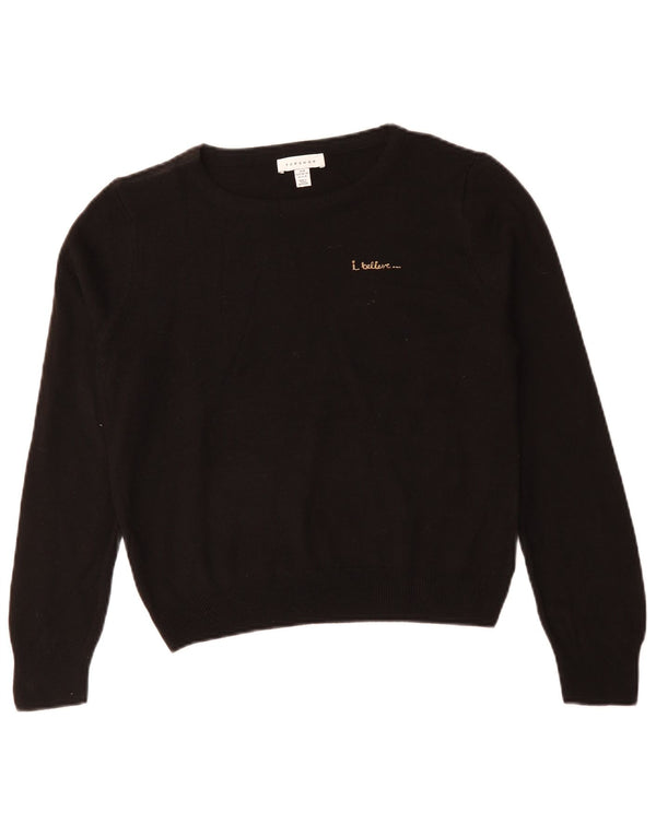 Topshop Womens Boat Neck Jumper Sweater UK 14 Medium Black Acrylic