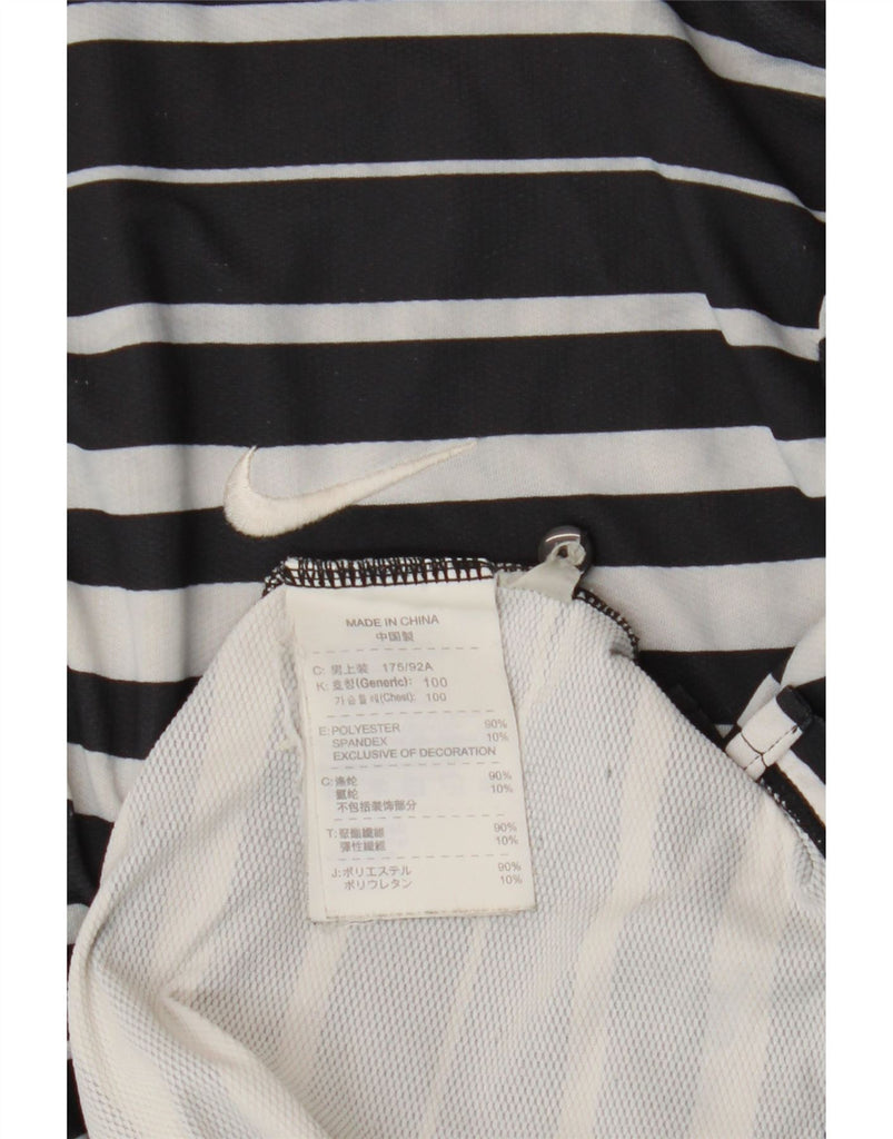 NIKE Mens Dri Fit Polo Shirt Medium Black Striped Polyester Vintage Nike and Second-Hand Nike from Messina Hembry 