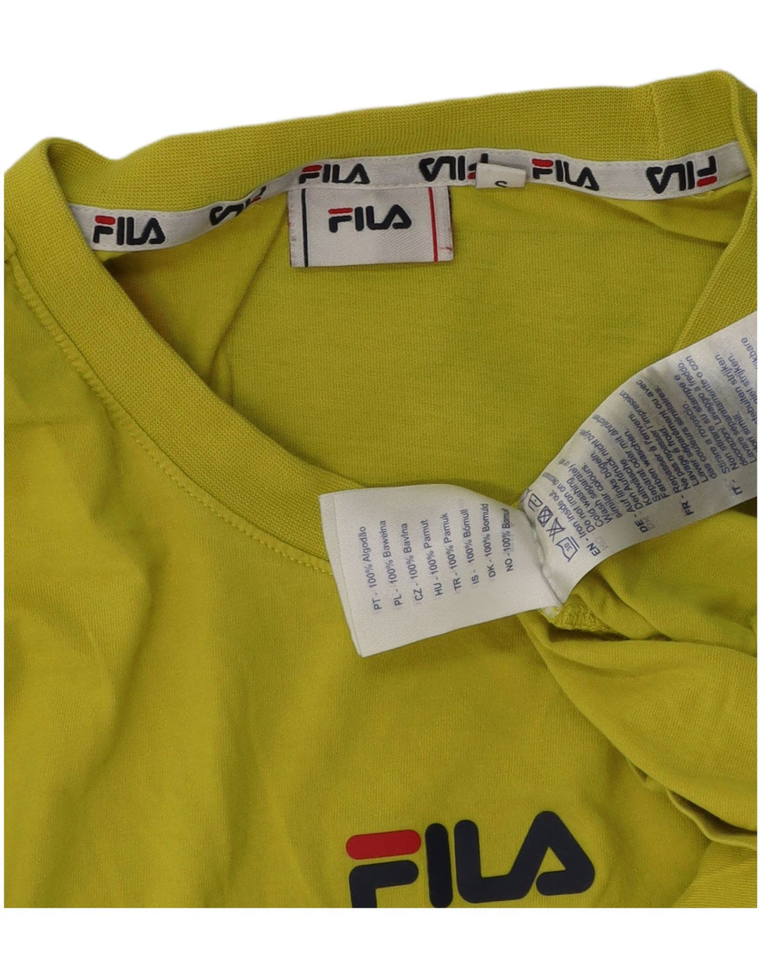 Fila Mens Graphic T-Shirt Top Small Green Cotton
