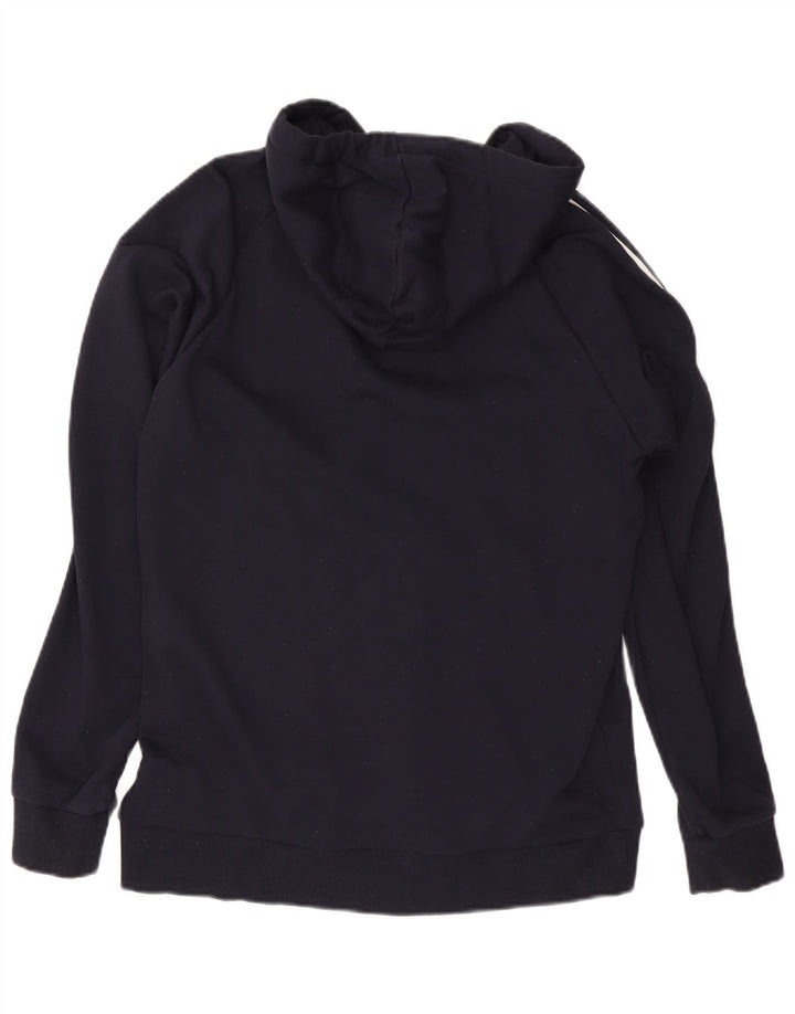 ADIDAS Mens Zip Hoodie Sweater Large Navy Blue Cotton