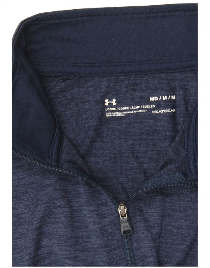 Under Armour Mens Heat Gear Pullover Tracksuit Top Medium Navy Blue Flecked