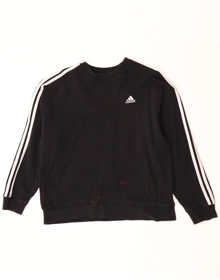 Adidas Womens Sweatshirt Jumper UK 12/14 Medium Black Cotton