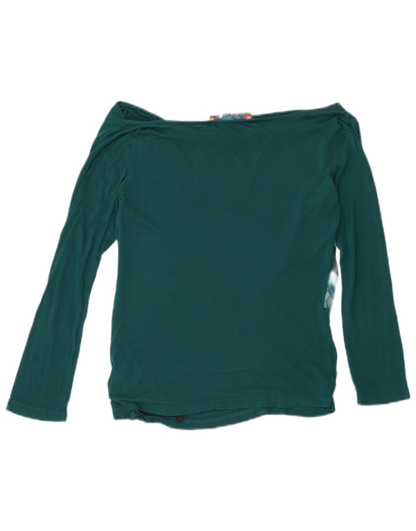 Desigual Womens Graphic Top Long Sleeve UK 8 Small Green Geometric
