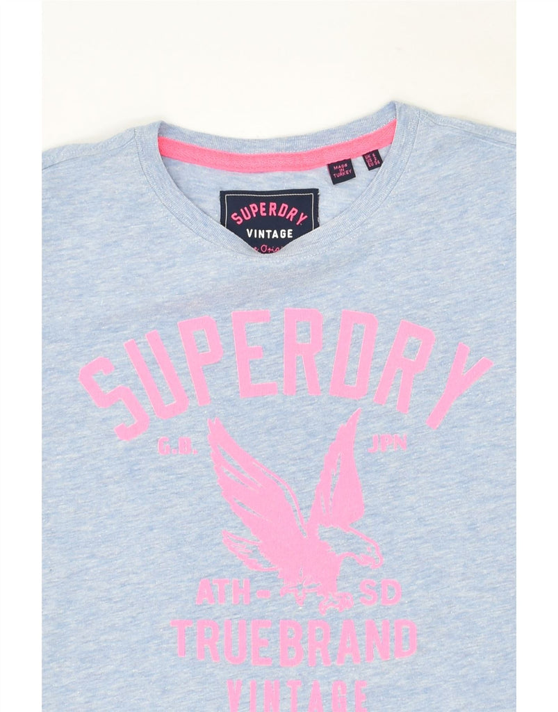 SUPERDRY Womens Graphic T-Shirt Top UK  6 XS Blue Cotton | Vintage Superdry | Thrift | Second-Hand Superdry | Used Clothing | Messina Hembry 