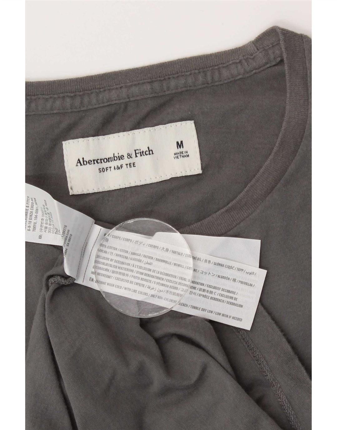 Abercrombie & Fitch Mens T-Shirt Top Medium Grey Cotton