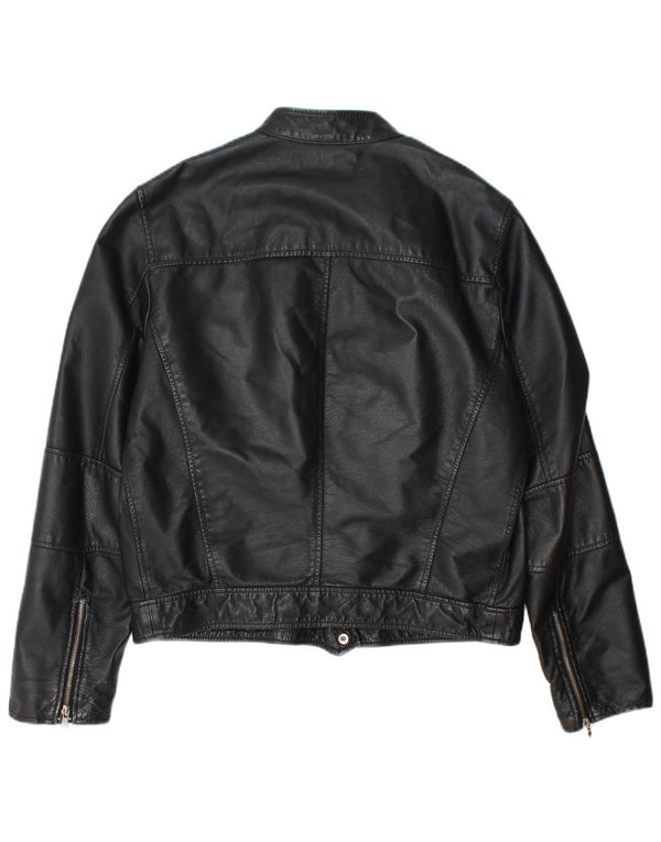Conbipel Mens Leather Jacket IT 48 Medium Black Leather