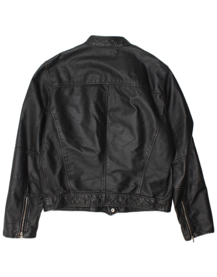 Conbipel Mens Leather Jacket IT 48 Medium Black Leather