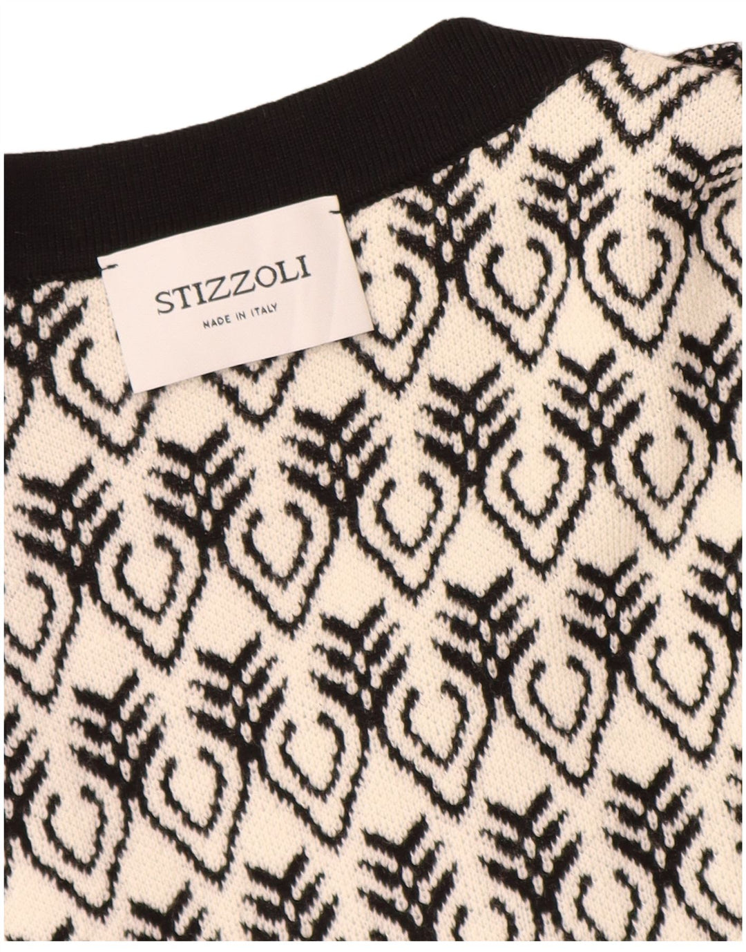 STIZZOLI Womens Longline Cardigan Sweater IT 46 Large White Geometric