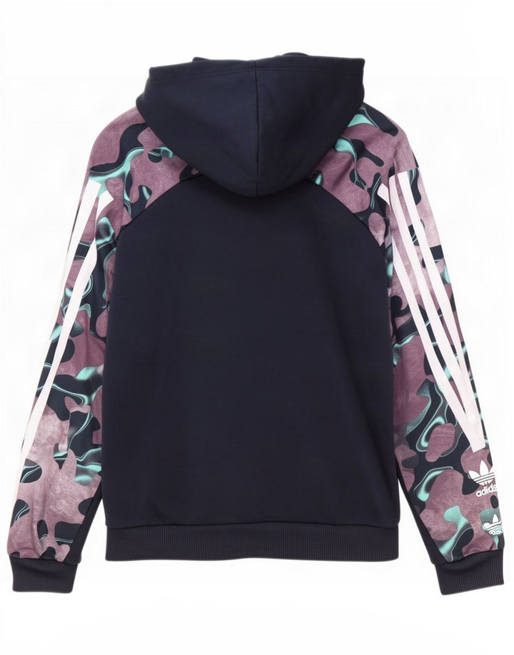 Adidas Mens Hoodie Jumper Small Navy Blue Camouflage Polyester