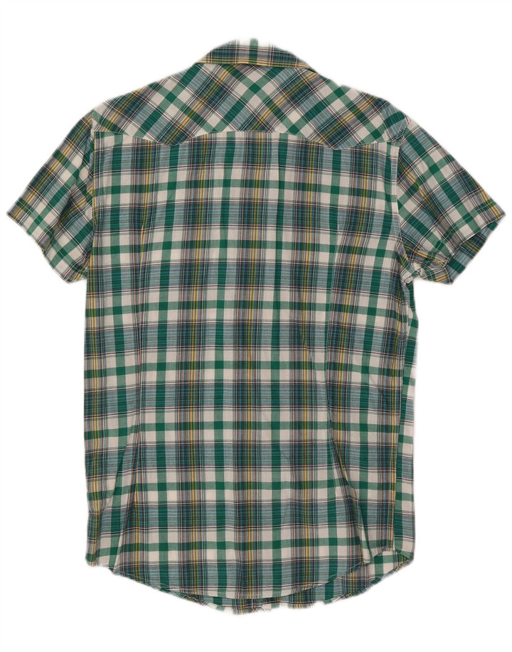 Lee Mens Rider Short Sleeve Shirt Medium Green Check Cotton