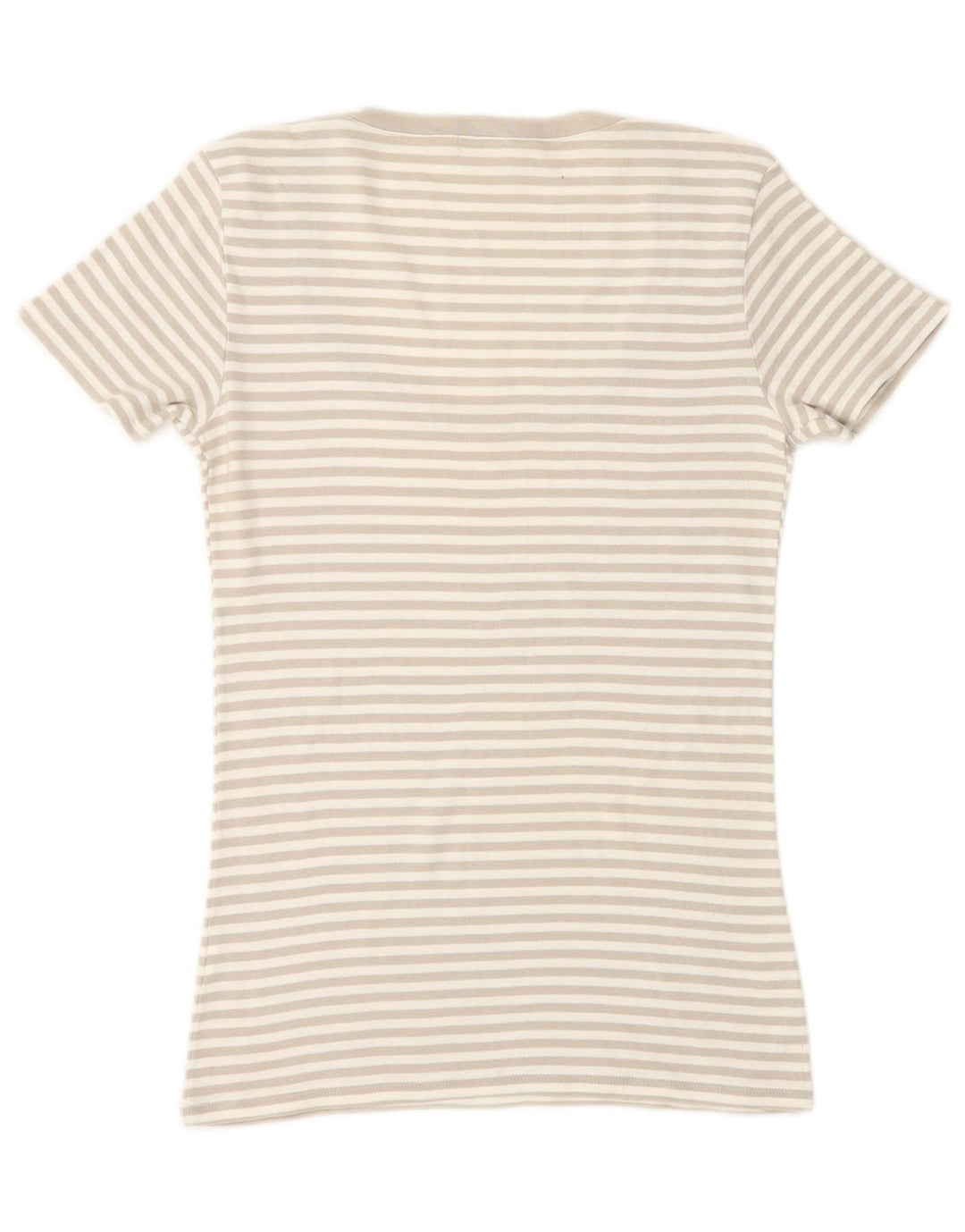 BENETTON Womens T-Shirt Top UK 8 Small Grey Striped Vintage Benetton and Second-Hand Benetton from Messina Hembry 