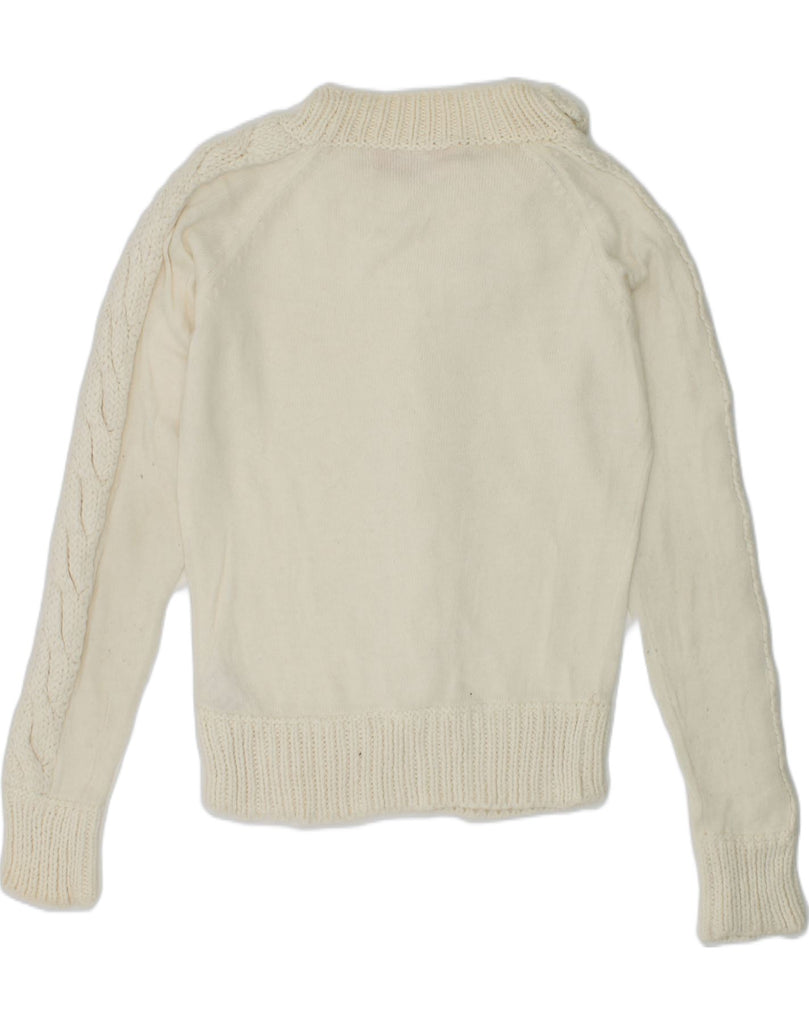 VINTAGE Girls Turtle Neck Jumper Sweater 7-8 Years White Cotton | Vintage Vintage | Thrift | Second-Hand Vintage | Used Clothing | Messina Hembry 