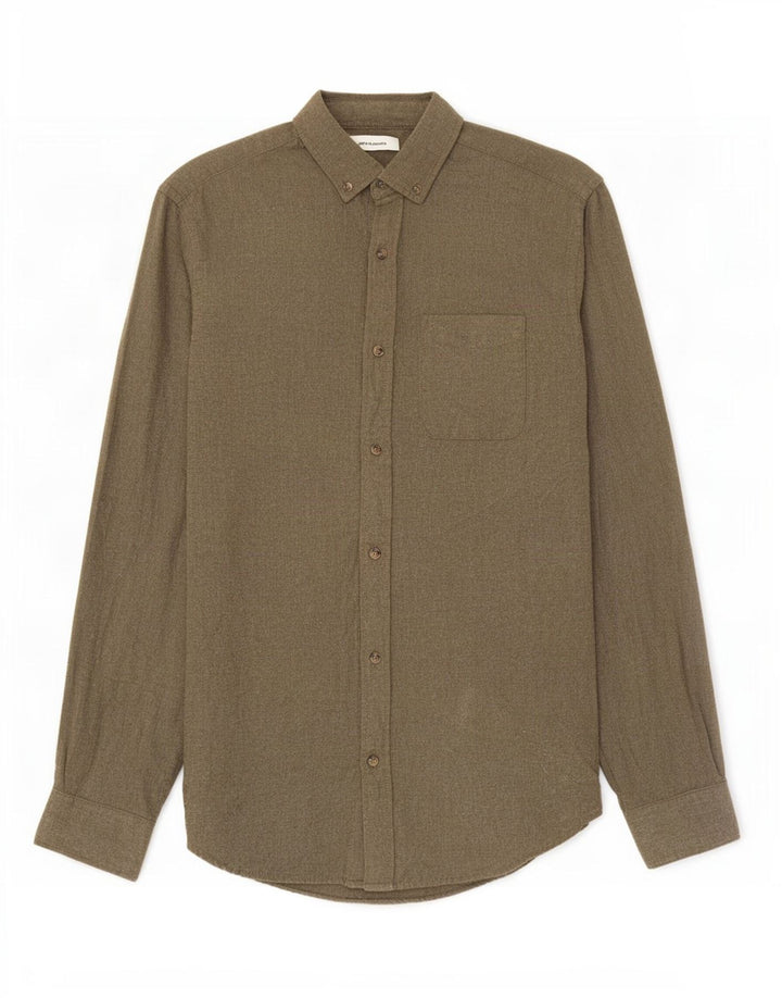 Jack & Jones Mens Flannel Shirt Small Khaki Cotton