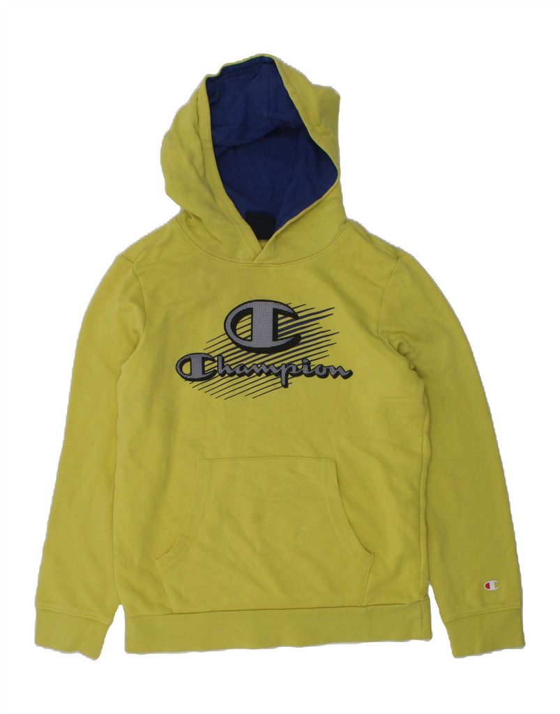 CHAMPION Boys Graphic Hoodie Jumper 9-10 Years Medium  Green Cotton | Vintage Champion | Thrift | Second-Hand Champion | Used Clothing | Messina Hembry 