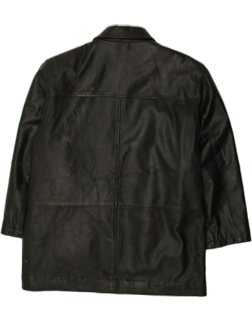 DEBENHAMS Mens Leather Coat UK 40 Large Black Leather Vintage Debenhams and Second-Hand Debenhams from Messina Hembry 