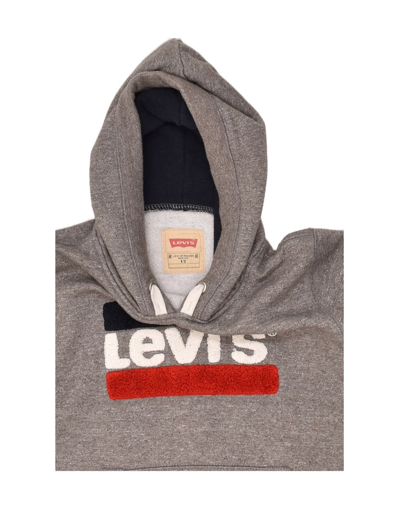 LEVI'S Boys Graphic Hoodie Jumper 11-12 Years Grey Cotton | Vintage Levi's | Thrift | Second-Hand Levi's | Used Clothing | Messina Hembry 