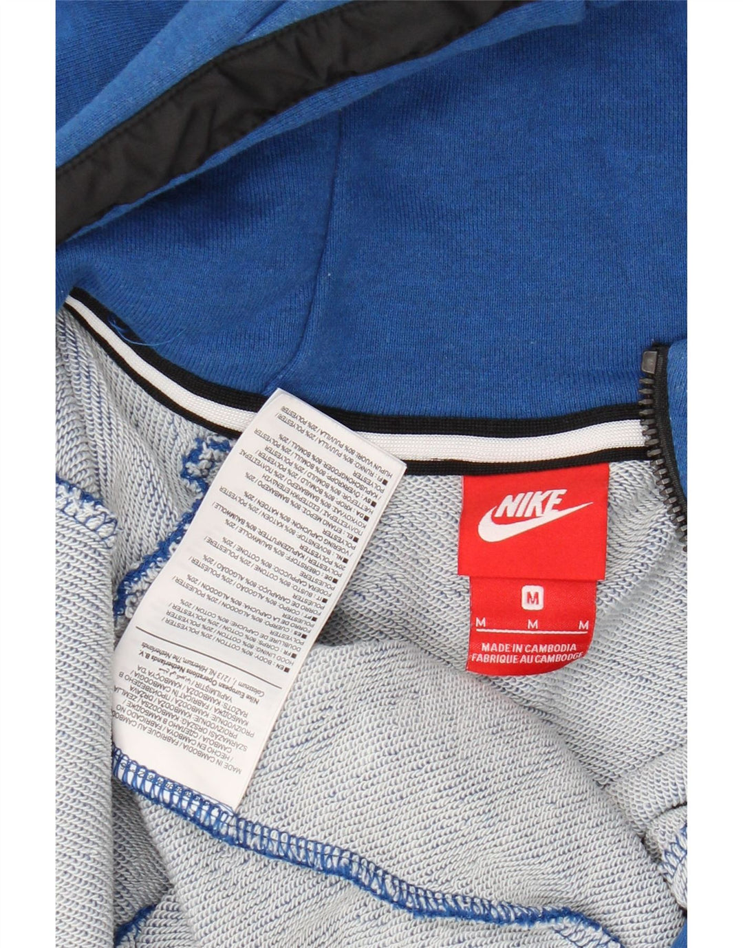 NIKE Mens Zip Hoodie Sweater Medium Blue Cotton