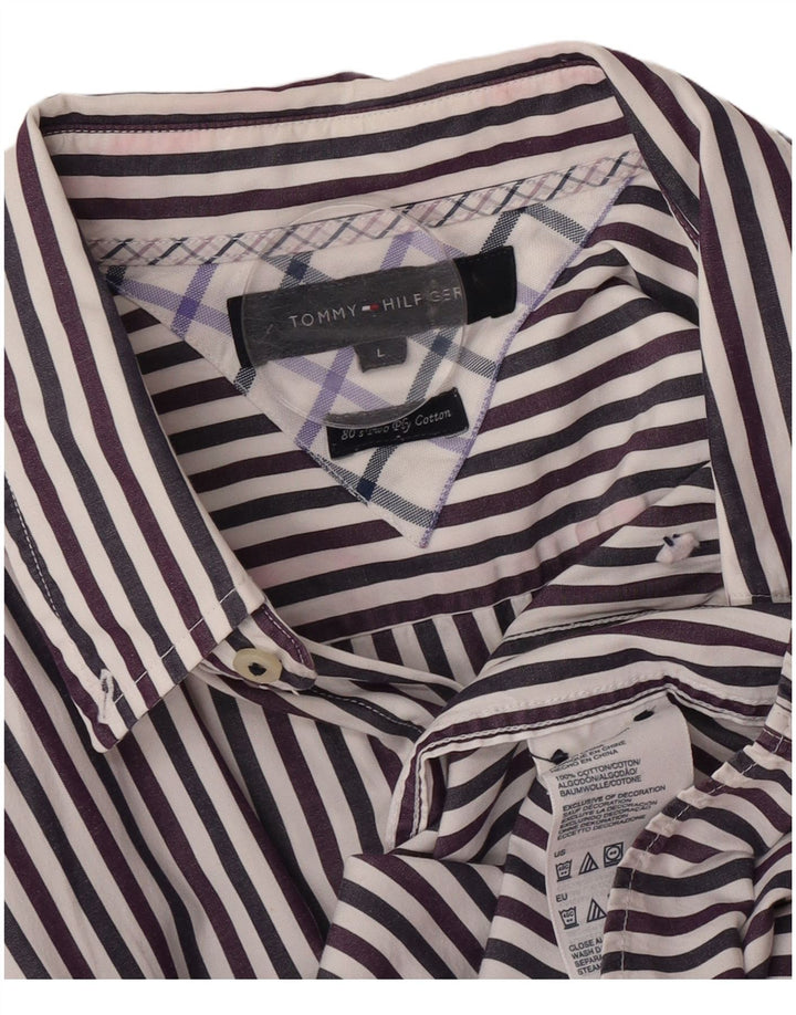 Tommy Hilfiger Mens Shirt Large Multicoloured Striped Cotton