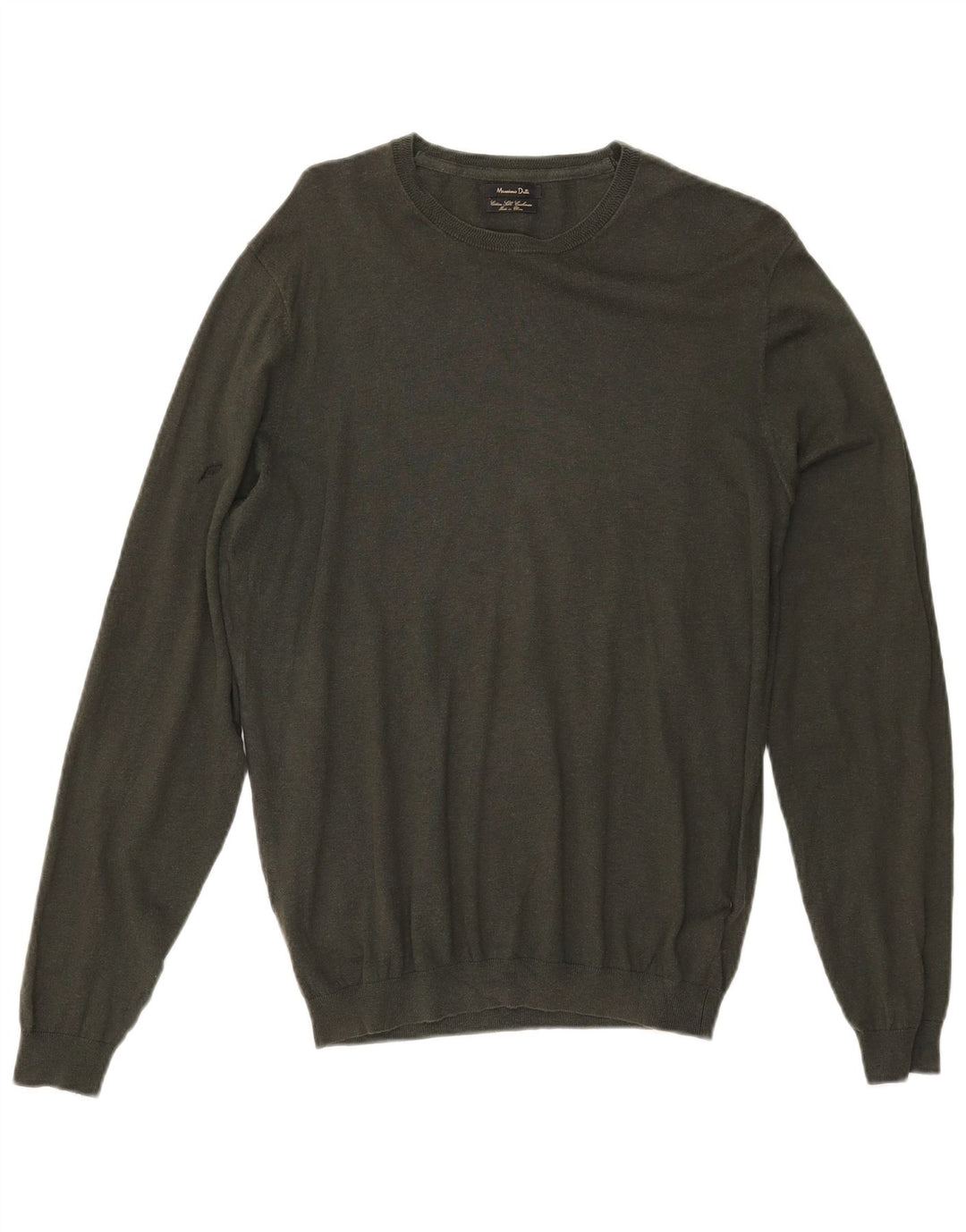 MASSIMO DUTTI Mens Crew Neck Jumper Sweater Large Khaki Cotton