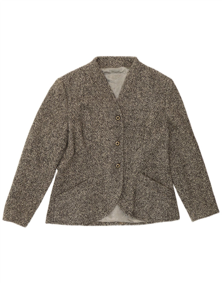 Vintage Womens 3 Button Blazer Jacket UK 12 Medium Grey Flecked