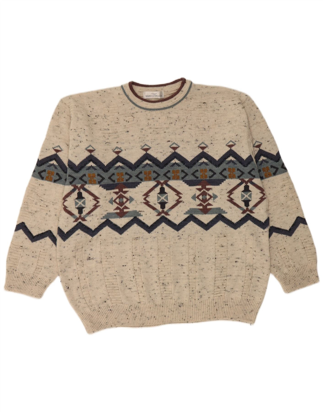 Marks & Spencer Mens Crew Neck Jumper Sweater UK 41/43 Large Beige