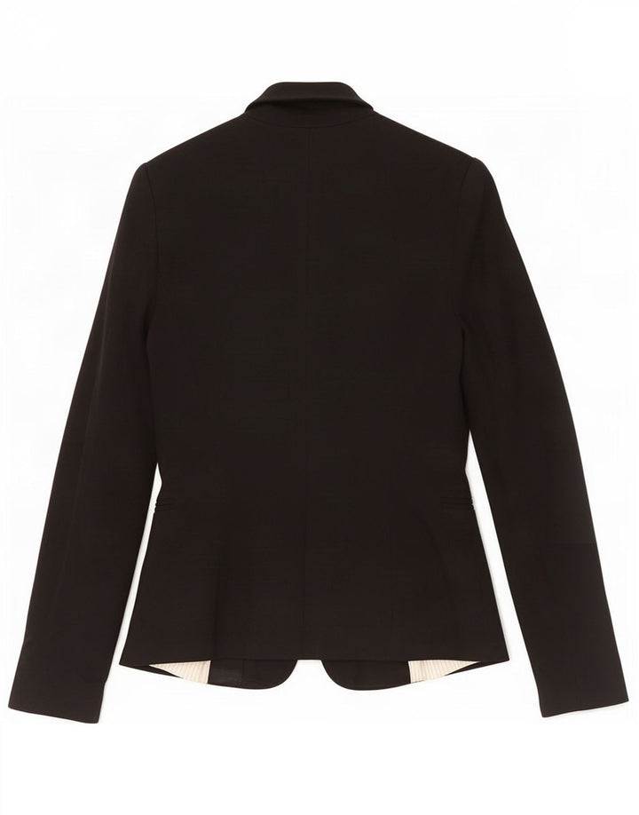 Zara Womens 1 Button Blazer Jacket UK 10 Small Black Viscose