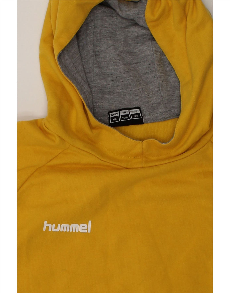 HUMMEL Boys Graphic Hoodie Jumper 7-8 Years Small  Yellow Cotton | Vintage Hummel | Thrift | Second-Hand Hummel | Used Clothing | Messina Hembry 