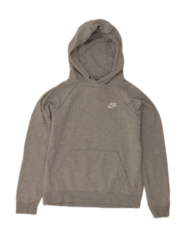 Nike Womens Oversized Hoodie Jumper UK 10 Small Grey Flecked Cotton