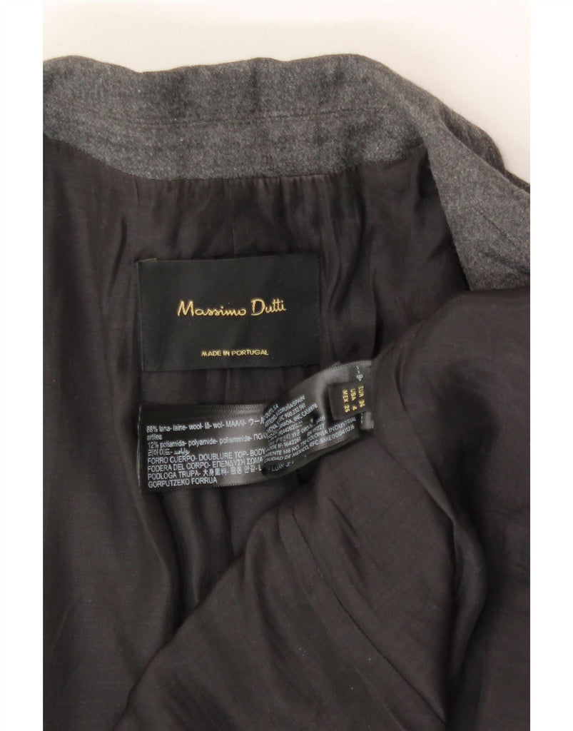 MASSIMO DUTTI Womens Double Breasted Blazer Jacket EU 36 XS Grey Wool Vintage Massimo Dutti and Second-Hand Massimo Dutti from Messina Hembry 