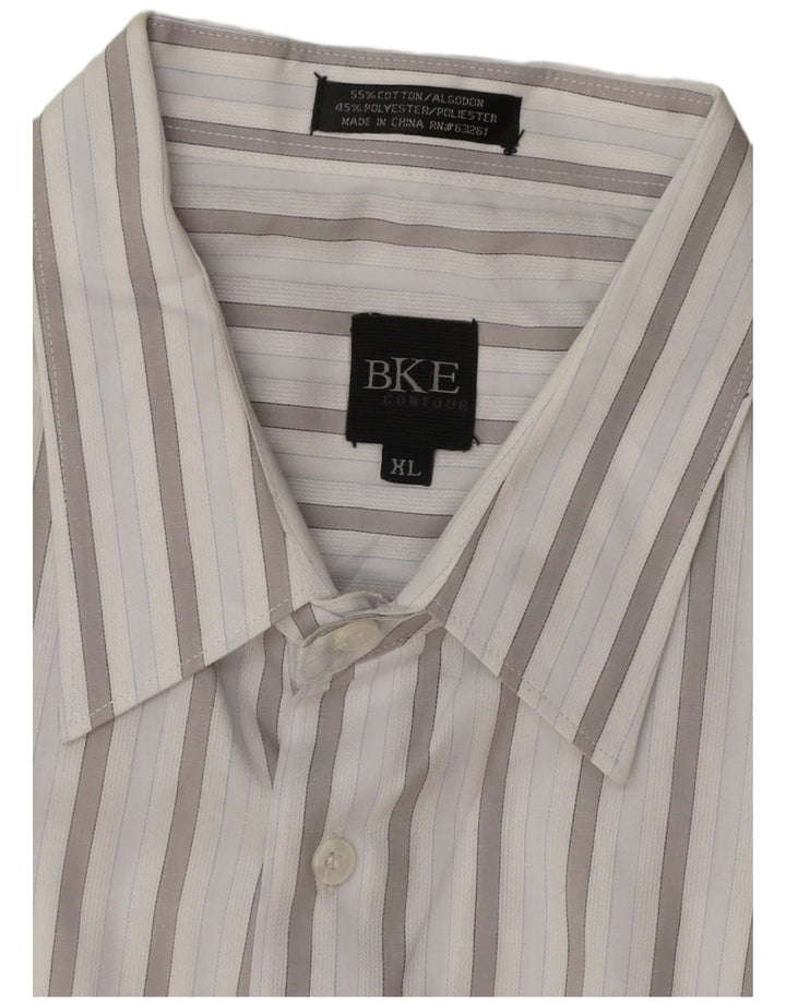 BKE Mens Shirt XL Blue Striped Cotton