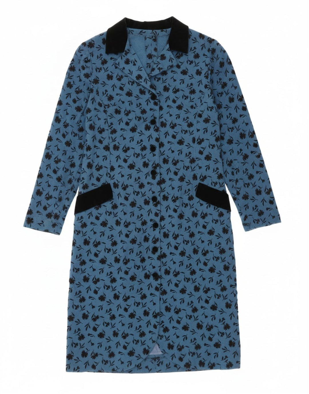 Vintage Womens Long Sleeve Shift Dress UK 14 Medium Blue Floral