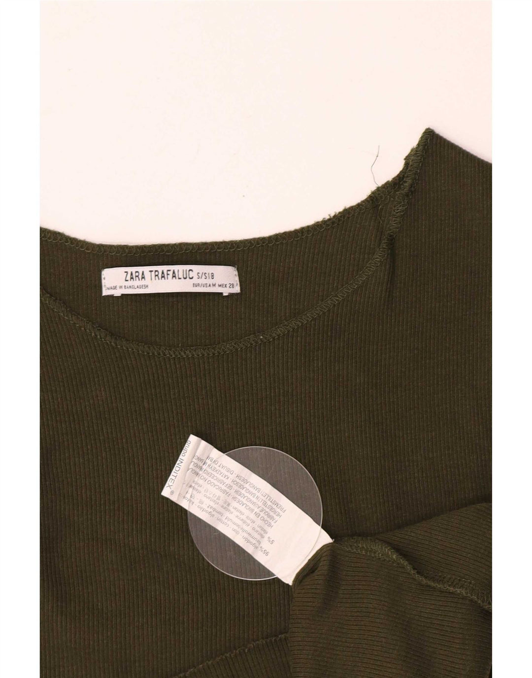 Zara Womens Crop Vest Top UK 8 Small Green Cotton