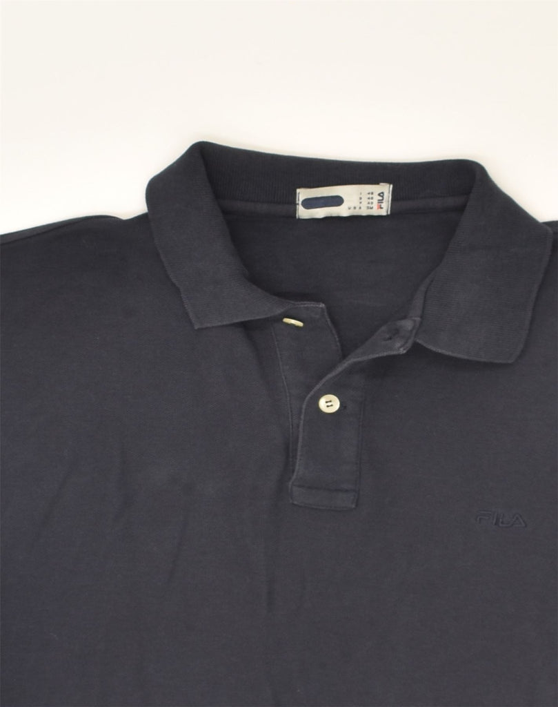 FILA Mens Polo Shirt IT 48 Medium Black Cotton | Vintage Fila | Thrift | Second-Hand Fila | Used Clothing | Messina Hembry 