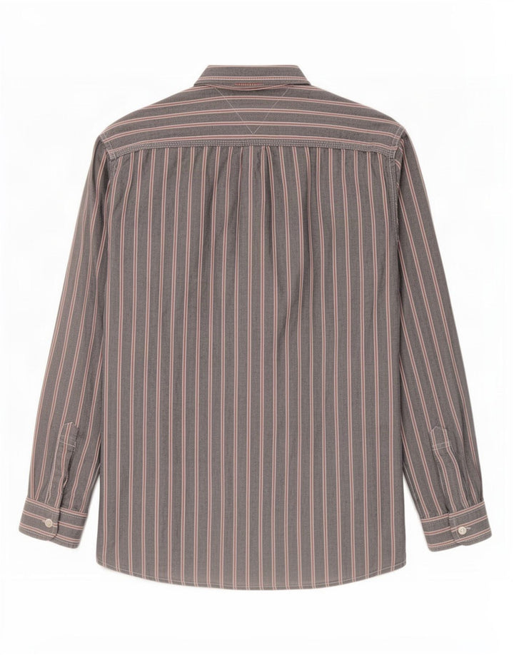 Tommy Hilfiger Mens Shirt Medium Grey Pinstripe Cotton