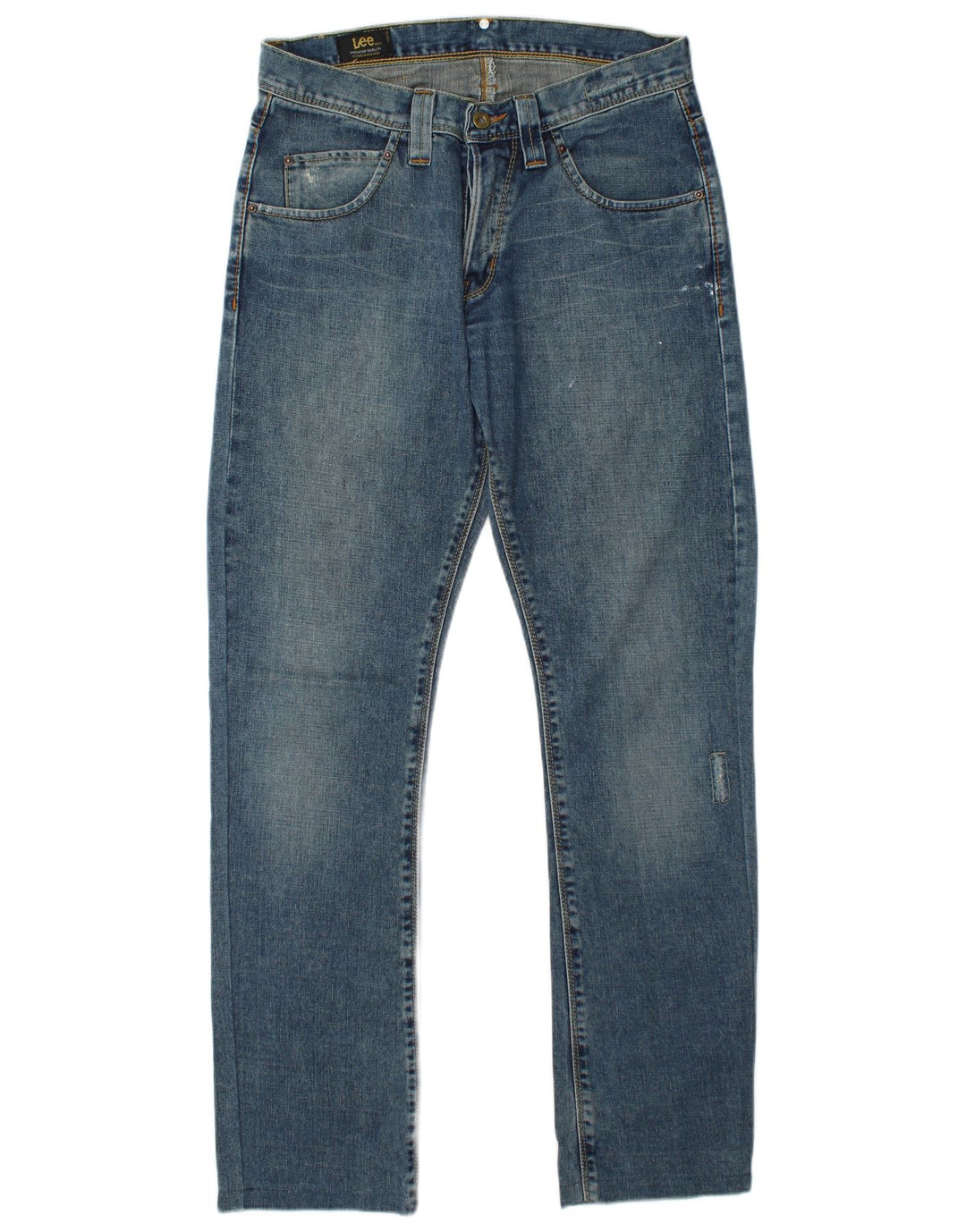 LEE Mens Roscoe Distressed Straight Jeans W30 L34 Blue Cotton