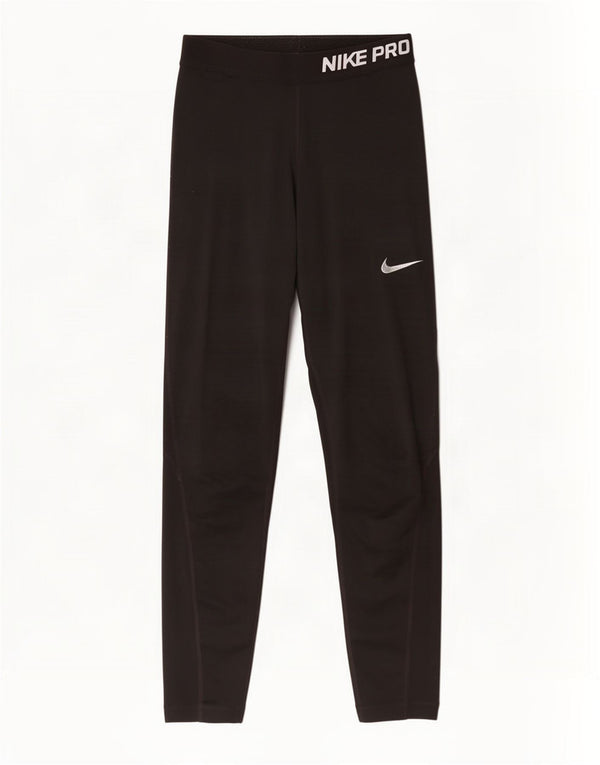 Nike Girls Dri Fit Graphic Leggings 12-13 Years Large Black