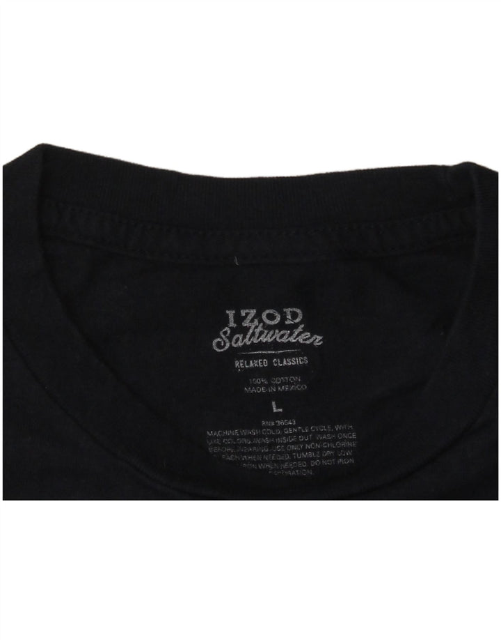 Izod Mens Salt Water Graphic T-Shirt Top Large Navy Blue Cotton