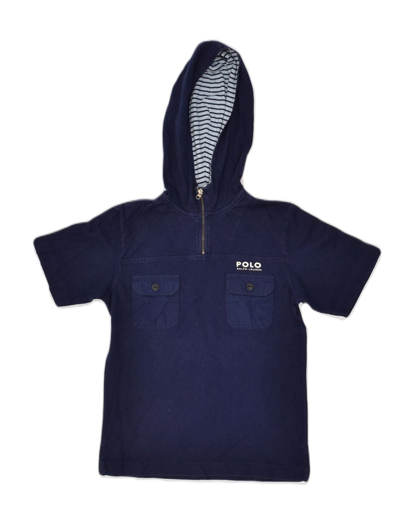 POLO RALPH LAUREN Boys 1/4 Zip Hooded T-Shirt Top 6-7 Years Navy Blue | Vintage Polo Ralph Lauren | Thrift | Second-Hand Polo Ralph Lauren | Used Clothing | Messina Hembry 