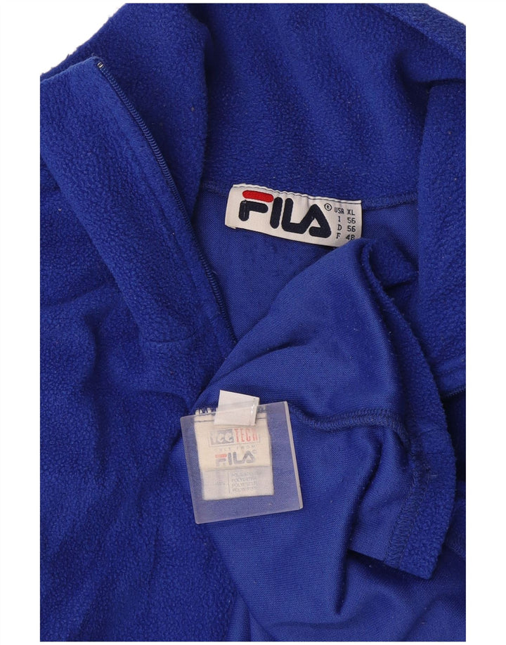 Fila Mens Zip Neck Fleece Jumper IT 56 XL Blue Polyester