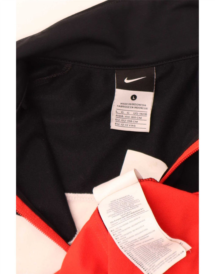 Nike Boys Tracksuit Top Jacket 12-13 Years Large Black Colourblock