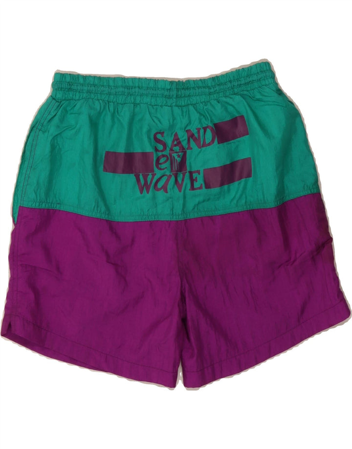 ORSO POETA  Mens Graphic Sport Shorts Medium Green Colourblock Vintage Orso Poeta and Second-Hand Orso Poeta from Messina Hembry 