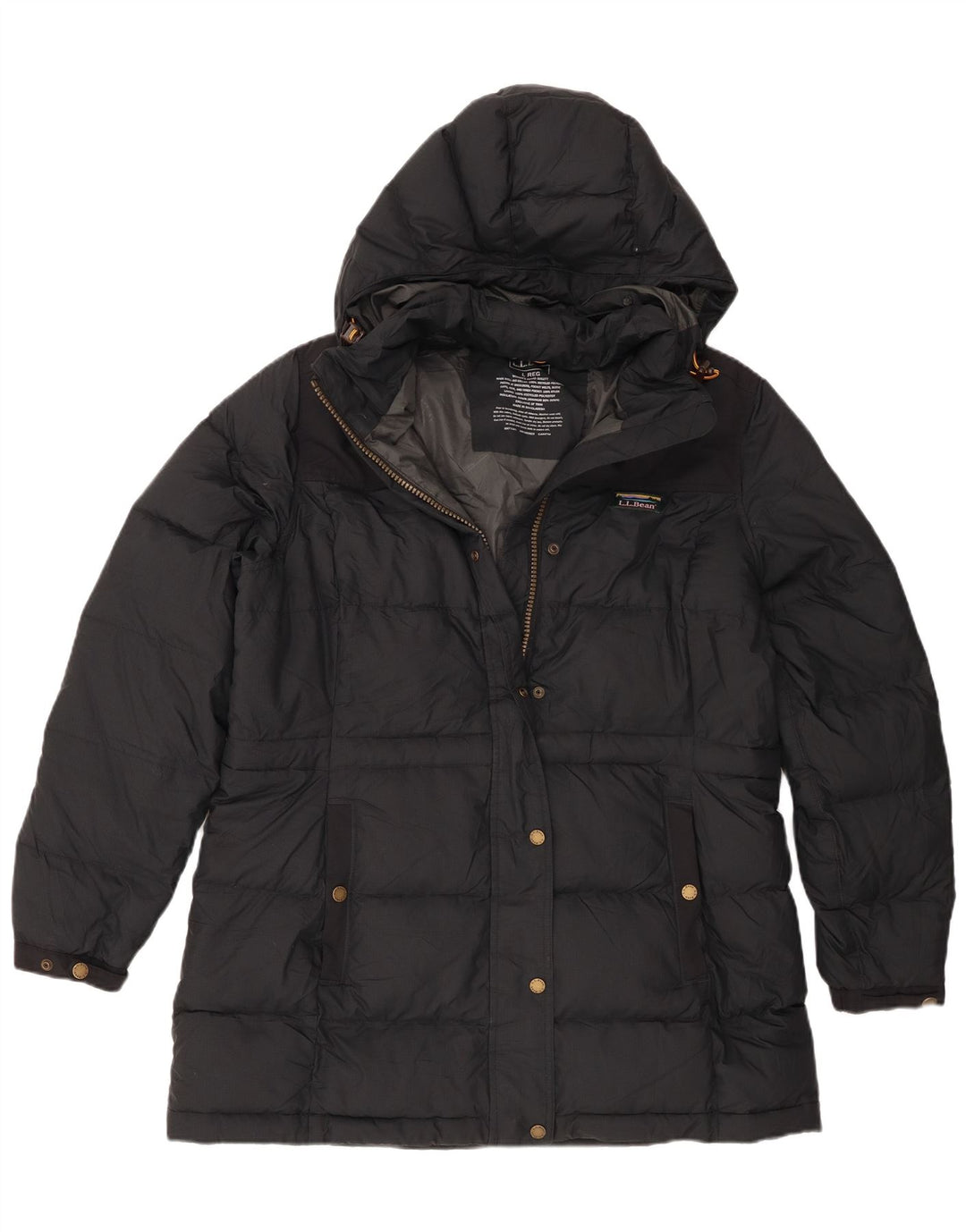L.L.Bean Womens Hooded Padded Jacket UK 16 Large Grey Polyester
