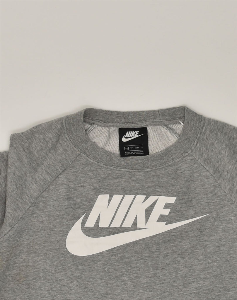 NIKE Womens Graphic Sweatshirt Jumper XS Grey Cotton | Vintage Nike | Thrift | Second-Hand Nike | Used Clothing | Messina Hembry 