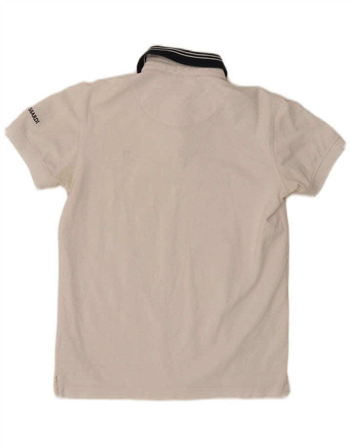 TRUSSARDI Mens Polo Shirt Medium Off White Cotton