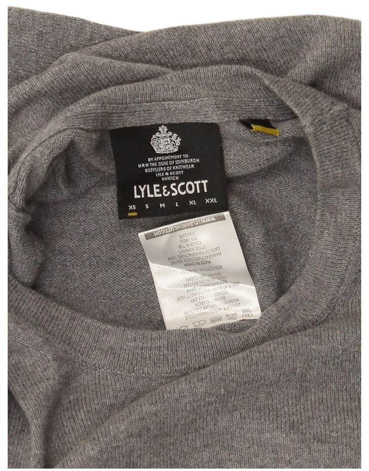 Lyle & Scott Mens Crew Neck Jumper Sweater XS Grey Cotton